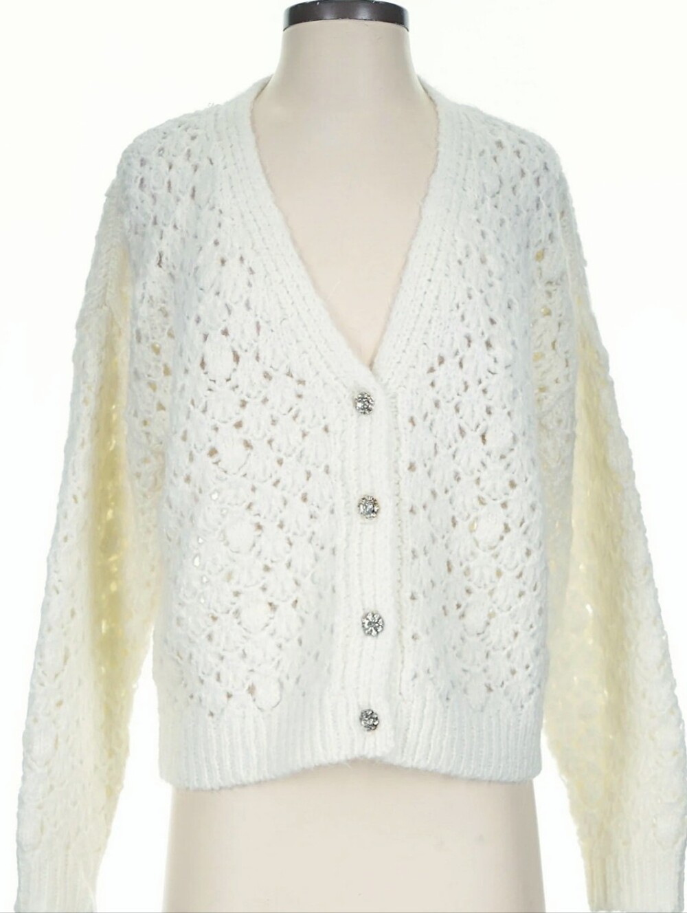 Wool & Alpaca-Blend Cardigan Jewel Buttons